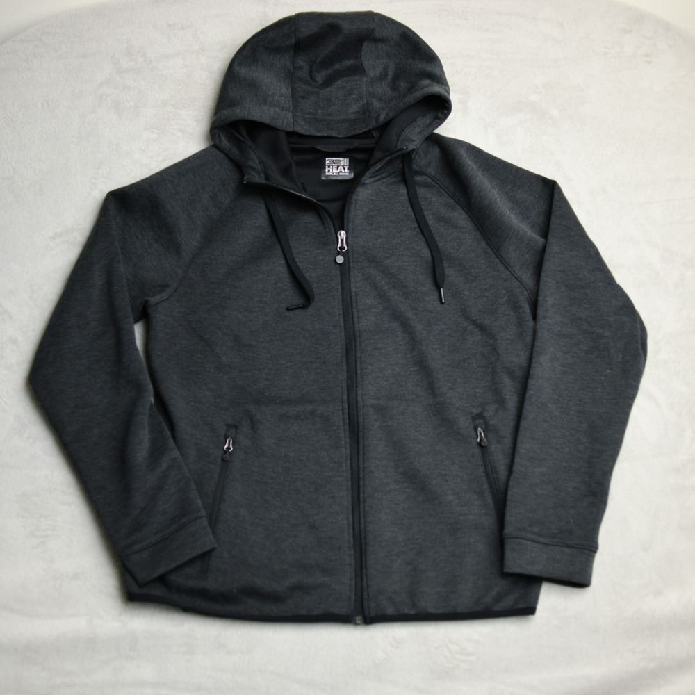 32 Degrees Heat Hoodie Jacket Full Zip Mens‎ Medium Dark Gray Hooded